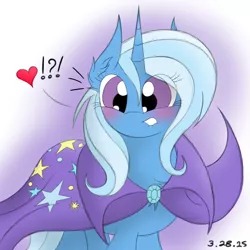 Size: 1000x1000 | Tagged: safe, artist:onlytheponies, banned from derpibooru, deleted from derpibooru, derpibooru import, trixie, blushing, fluffy, heart, lip bite, looking at you, solo, surprised, wide eyes