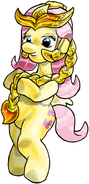 Size: 438x900 | Tagged: safe, artist:davide76, banned from derpibooru, deleted from derpibooru, derpibooru import, fluttershy, crossover, saint seiya, solo