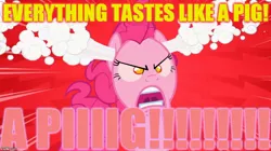 Size: 888x499 | Tagged: safe, banned from derpibooru, deleted from derpibooru, derpibooru import, pinkie pie, angry, caption, gaz membrane, image macro, invader zim, meme, quote, reference, text