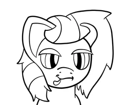 Size: 3500x3000 | Tagged: safe, artist:fillerartist, banned from derpibooru, deleted from derpibooru, derpibooru import, oc, oc:milly millstone, unofficial characters only, high res, monochrome, outline, smiling, smirk, solo, tongue out