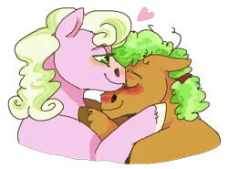 Size: 565x419 | Tagged: safe, artist:tegechu, banned from derpibooru, deleted from derpibooru, derpibooru import, apple brown betty, millie, apple family member, female, heart, lesbian, millbetty, shipping