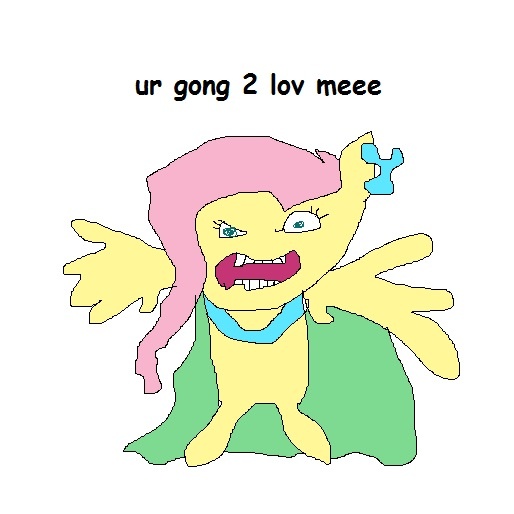 Size: 514x514 | Tagged: safe, artist:dellovan, banned from derpibooru, deleted from derpibooru, derpibooru import, fluttershy, comic sans, ms paint, stylistic suck