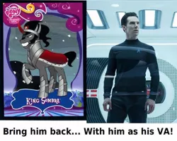 Size: 720x576 | Tagged: safe, banned from derpibooru, deleted from derpibooru, derpibooru import, king sombra, actor, benedict cumberbatch, exploitable meme, make it happen, meme