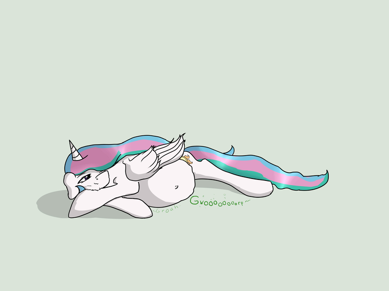 Size: 4000x3000 | Tagged: questionable, artist:aegwinn, artist:stripesgullet, banned from derpibooru, deleted from derpibooru, derpibooru import, princess celestia, alicorn, pony, comic:the students rest, belly, big belly, digestion, fetish, imminent death, princess vorestia, stomach noise, story included, the student rest, vore, willing vore