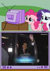 Size: 564x800 | Tagged: safe, banned from derpibooru, deleted from derpibooru, derpibooru import, pinkie pie, rarity, crying, don francisco, exploitable meme, meme, obligatory pony, sabado gigante, tv meme