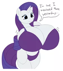 Size: 740x830 | Tagged: suggestive, artist:allrights, artist:speedbumpv-drop, banned from derpibooru, deleted from derpibooru, derpibooru import, rarity, anthro, arm hooves, big breasts, bikini, breasts, busty rarity, clothes, female, huge breasts, impossibly large breasts, jiggle, nudity, solo, solo female, swimsuit, underwear