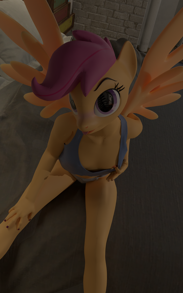 Size: 4800x7680 | Tagged: suggestive, artist:extremespeed slowpoke, banned from derpibooru, scootaloo, anthro, pegasus, 3d, blender, breasts, delicious flat chest, lolicon, underage