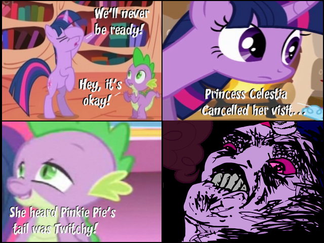 Size: 640x480 | Tagged: artist needed, source needed, safe, ponibooru import, spike, twilight sparkle, dragon, pony, unicorn, comic, female, indoors, male, mare, meme, rage face, text, unicorn twilight