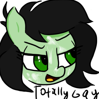 Size: 406x406 | Tagged: explicit, artist:moothi, twibooru exclusive, oc, oc:anonfilly, unofficial characters only, bust, female, filly, implied cum, implied foalcon, implied offscreen character, lowres, open mouth, simple background, solo, solo female, solo filly, text, totally gay, underage, white background