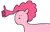 Size: 706x445 | Tagged: safe, artist:2merr, pinkie pie, earth pony, pony, /mlp/, 4chan, female, mare, prehensile mane, reaction image, simple background, smiling, solo, stylistic suck, thumbs up, white background
