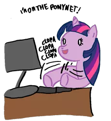 Size: 644x700 | Tagged: artist needed, source needed, safe, ponibooru import, twilight sparkle, pony, unicorn, computer, dexterous hooves, female, keyboard, mare, meme, open mouth, parody, ponynet, simple background, smiling, solo, transparent background, typing, unicorn twilight