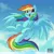 Size: 3000x3000 | Tagged: safe, artist:ask-colorsound, rainbow dash, pegasus, pony, cloud, cute, dashabetes, female, flying, high res, leg fluff, looking at you, mare, open mouth, sky, smiling, smiling at you, solo, spread wings, wings