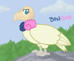 Size: 800x666 | Tagged: safe, artist:atlur, banned from derpibooru, deleted from derpibooru, derpibooru import, bon bon, sweetie drops, bird, birdified, bonafied, bon bon is not amused, bonpun, condor, pun, species swap, unamused