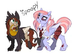 Size: 1023x768 | Tagged: safe, artist:dvixie, banned from derpibooru, deleted from derpibooru, derpibooru import, oc, oc:lucy lilac, oc:reina, unofficial characters only, halloween, holiday, spoopy