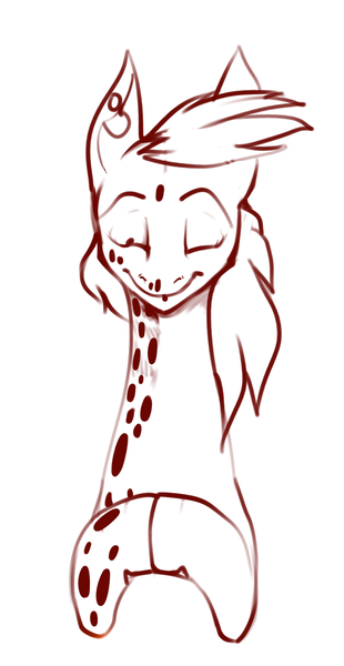 Size: 681x1319 | Tagged: safe, artist:sand-filled-scarecrow, banned from derpibooru, deleted from derpibooru, derpibooru import, oc, oc:macey, unofficial characters only, cute, eyes closed, happy, peaceful, sketch, smiling, solo, trypophobia