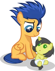 Size: 2319x2970 | Tagged: safe, artist:paulysentry, banned from derpibooru, deleted from derpibooru, derpibooru import, flash sentry, oc, oc:pauly sentry, pony, baby, baby pony, brother and sister, colt, cute, diaper, female, male, siblings, simple background, transparent background, vector, younger