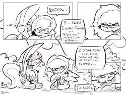 Size: 4000x3000 | Tagged: safe, artist:dilarus, banned from derpibooru, deleted from derpibooru, derpibooru import, fluttershy, rainbow dash, comic:the best of intentions, black and white, comic, grayscale, monochrome