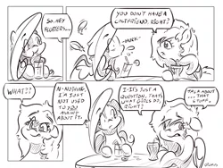 Size: 4000x3000 | Tagged: safe, artist:dilarus, banned from derpibooru, deleted from derpibooru, derpibooru import, fluttershy, rainbow dash, comic:the best of intentions, black and white, comic, grayscale, monochrome