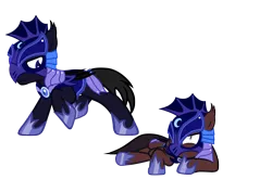 Size: 3656x2594 | Tagged: safe, artist:vito, banned from derpibooru, deleted from derpibooru, derpibooru import, oc, oc:midnight tales, oc:reddling, bat pony, pony, armor, eyepatch, implied violence, night guard, sword, weapon