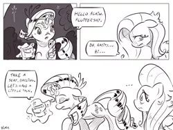 Size: 4000x3000 | Tagged: safe, artist:dilarus, banned from derpibooru, deleted from derpibooru, derpibooru import, fluttershy, rarity, comic:the best of intentions, black and white, comic, grayscale, monochrome