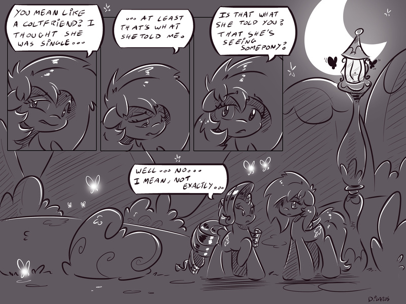 Size: 4000x3000 | Tagged: safe, artist:dilarus, banned from derpibooru, deleted from derpibooru, derpibooru import, rainbow dash, rarity, comic:the best of intentions, black and white, comic, grayscale, monochrome