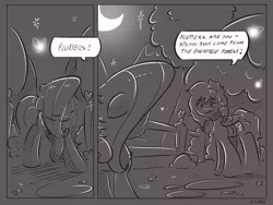 Size: 4000x3000 | Tagged: safe, artist:dilarus, banned from derpibooru, deleted from derpibooru, derpibooru import, fluttershy, rainbow dash, comic:the best of intentions, comic, grayscale, monochrome