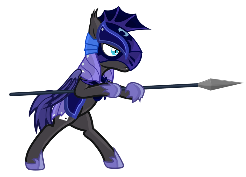 Size: 3001x2165 | Tagged: safe, artist:vito, banned from derpibooru, deleted from derpibooru, derpibooru import, oc, oc:au hasard, unofficial characters only, bat pony, pony, alternate timeline, armor, fangs, helmet, night guard, nightmare takeover timeline, royal guard, slit eyes, solo, spear, standing, weapon