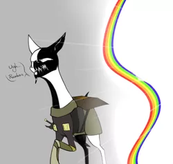 Size: 1514x1442 | Tagged: safe, artist:sand-filled-scarecrow, banned from derpibooru, deleted from derpibooru, derpibooru import, oc, oc:negative, unofficial characters only, crossover, rainbows, solo, superbrothers: sword & sworcery ep, ugh... rainbows