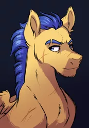 Size: 600x866 | Tagged: safe, artist:lopoddity, banned from derpibooru, deleted from derpibooru, derpibooru import, flash sentry, pegasus, pony, alternate hairstyle, bust, male, manly, portrait, scar, solo, stallion