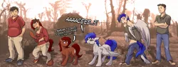 Size: 2667x1000 | Tagged: safe, artist:acesential, banned from derpibooru, deleted from derpibooru, derpibooru import, oc, oc:penny, oc:sapphire sights, unofficial characters only, fallout equestria, human to pony, rule 63, transformation, transgender transformation