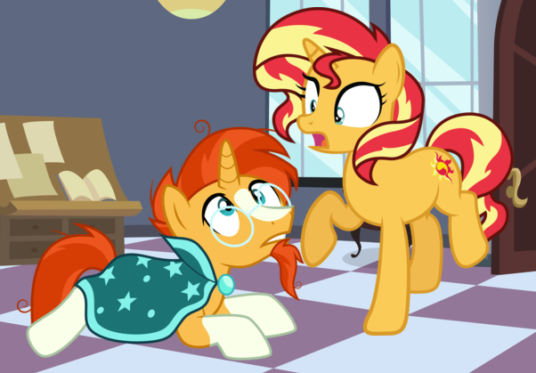 Size: 602x419 | Tagged: safe, artist:boneswolbach, artist:paulysentry, artist:xebck, banned from derpibooru, deleted from derpibooru, derpibooru import, sunburst, sunset shimmer, pony, unicorn, the crystalling, female, male, shimmerburst, shipping, straight, surprised