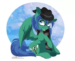 Size: 2889x2360 | Tagged: safe, artist:dvixie, banned from derpibooru, deleted from derpibooru, derpibooru import, oc, oc:swiftnote, unofficial characters only, pegasus, pony, clothes, commission, cute, hat, scarf, solo