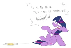 Size: 1280x869 | Tagged: safe, artist:input-command, banned from derpibooru, deleted from derpibooru, derpibooru import, twilight sparkle, floppy ears, food, quesadilla, scared, screaming, solo, terror, they're just so cheesy