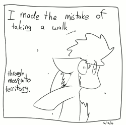 Size: 590x585 | Tagged: safe, artist:input-command, banned from derpibooru, deleted from derpibooru, derpibooru import, animated, comic diary, daily comic, dogstomp, monochrome, mosquitoes, solo