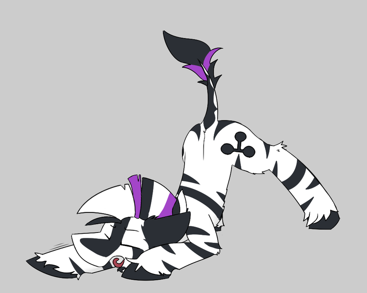 Size: 1000x800 | Tagged: safe, artist:input-command, banned from derpibooru, deleted from derpibooru, derpibooru import, oc, oc:alhazred, unofficial characters only, zebra, commission, face down ass up, solo, stretch, yawn, ych result