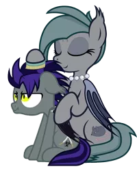 Size: 2084x2607 | Tagged: safe, artist:vito, banned from derpibooru, deleted from derpibooru, derpibooru import, oc, oc:biohazard skies, oc:grey mouse, unofficial characters only, bat pony, pony, colt, female, grooming, male, mother and child, mother and son, scrunchy face