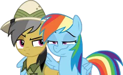 Size: 6517x4012 | Tagged: safe, artist:paulysentry, banned from derpibooru, deleted from derpibooru, derpibooru import, daring do, rainbow dash, stranger than fan fiction, absurd resolution, clothes, commission, hat, inkscape, rainbow dash is best facemaker, raised eyebrow, simple background, transparent background, vector