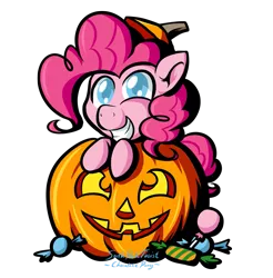 Size: 825x839 | Tagged: safe, artist:southparktaoist, banned from derpibooru, deleted from derpibooru, derpibooru import, pinkie pie, earth pony, pony, candy, colored pupils, cute, diapinkes, female, food, halloween, holiday, jack-o-lantern, mare, pumpkin, simple background, solo, transparent background