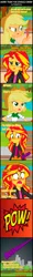 Size: 640x5297 | Tagged: safe, artist:paulysentry, banned from derpibooru, deleted from derpibooru, derpibooru import, applejack, spike, sunset shimmer, dog, equestria girls, abuse, comic, drunk, drunker shimmer, offscreen character, spike the dog, spikeabuse