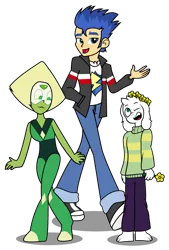 Size: 1024x1516 | Tagged: safe, artist:paulysentry, banned from derpibooru, deleted from derpibooru, derpibooru import, flash sentry, equestria girls, :3, asriel dreemurr, crossover, peridot (steven universe), steven universe, undertale