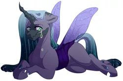 Size: 1024x674 | Tagged: safe, artist:lopoddity, banned from derpibooru, deleted from derpibooru, derpibooru import, oc, oc:nymph, unofficial characters only, changeling, changepony, hybrid, changeling oc, commission, crying, interspecies offspring, magical lesbian spawn, offspring, parent:princess luna, parent:queen chrysalis, parents:chrysaluna, solo
