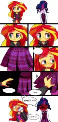 Size: 720x1500 | Tagged: suggestive, artist:little-tweenframes, banned from derpibooru, deleted from derpibooru, derpibooru import, sci-twi, sunset shimmer, twilight sparkle, equestria girls, bad touch, blushing, female, grope, lesbian, personal space invasion, scitwishimmer, shipping, sunsetsparkle, worth it
