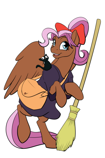 Size: 1024x1536 | Tagged: safe, artist:acesential, banned from derpibooru, deleted from derpibooru, derpibooru import, oc, oc:bowtie, unofficial characters only, pegasus, pony, broom, clothes, cosplay, costume, kiki's delivery service, ponycon, simple background, transparent background