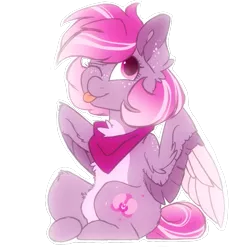 Size: 945x933 | Tagged: safe, artist:hiccupsdoesart, banned from derpibooru, deleted from derpibooru, derpibooru import, oc, oc:orchid flower, unofficial characters only, pegasus, pony, amputee, congenital amputee, disabled, simple background, sitting, solo, tongue out, transparent background