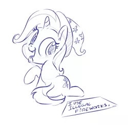 Size: 1280x1247 | Tagged: safe, artist:dilarus, banned from derpibooru, deleted from derpibooru, derpibooru import, trixie, pony, unicorn, clothes, female, hat, hilarious in hindsight, looking back, mare, monochrome, open mouth, pony shaming, raised hoof, raspberry, sign, simple background, sitting, sketch, smiling, solo, tongue out, trixie's hat, white background
