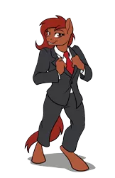 Size: 776x1200 | Tagged: safe, artist:acesential, banned from derpibooru, deleted from derpibooru, derpibooru import, oc, oc:penny, unofficial characters only, anthro, earth pony, unguligrade anthro, clothes, explicit source, eyelashes, necktie, simple background, solo, suit, transparent background