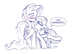 Size: 4496x3256 | Tagged: safe, artist:dilarus, banned from derpibooru, deleted from derpibooru, derpibooru import, fluttershy, rainbow dash, :<, absurd resolution, bedroom eyes, blushing, cute, eye contact, female, flutterdash, grin, height difference, lesbian, looking at each other, nervous, raised leg, shipping, size difference, sketch, smiling, smoldash, spread wings, tallershy, wide eyes, wings