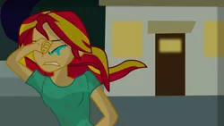Size: 13334x7500 | Tagged: safe, artist:paulysentry, banned from derpibooru, deleted from derpibooru, derpibooru import, sunset shimmer, equestria girls, absurd resolution, aftermath, clothes, crying, eyes closed, humiliated, party, running, solo