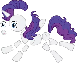 Size: 913x757 | Tagged: safe, artist:amrasfelagund, artist:tardifice, banned from derpibooru, deleted from derpibooru, derpibooru import, rarity, alternate universe, disintegration, modular, pinkie pieces, simple background, solo, transparent background, vector