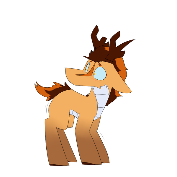 Size: 900x900 | Tagged: safe, artist:input-command, banned from derpibooru, deleted from derpibooru, derpibooru import, oc, oc:madrigal, unofficial characters only, kirin, antlers, shaking, solo, species swap